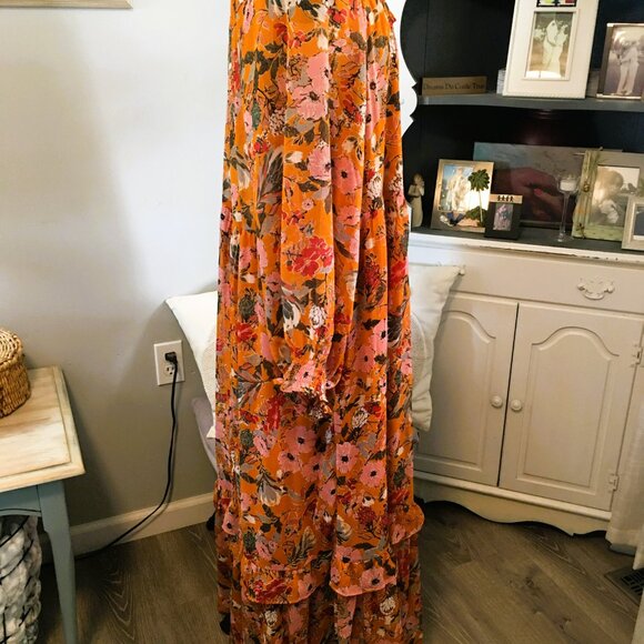 Kate & Sam Maxi Dress Sz XXL Tiered Floral Lined Long Sleeve Maxi Dress NWT - Picture 3 of 8